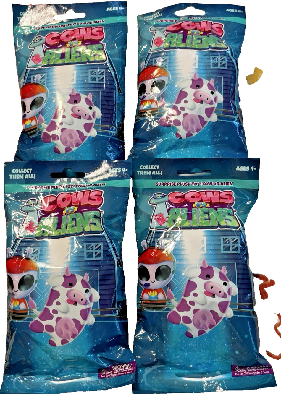 Cows vs Aliens Blind Packs - Surprise Plush in Pack - Lot of 4 - NEW & Sealed